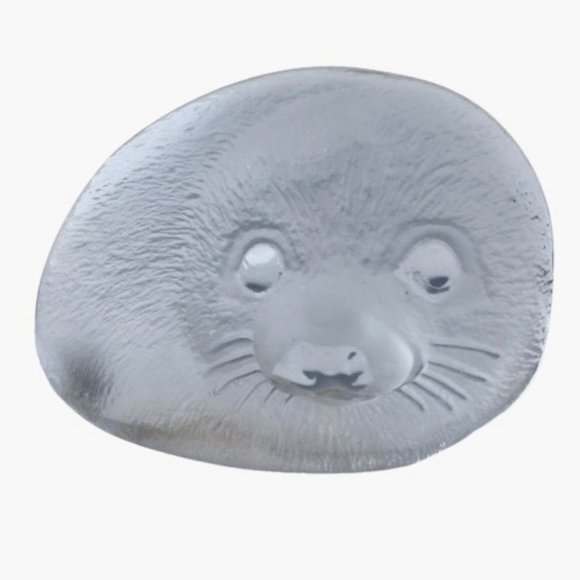 Crystal Seal Figurine MATS JONASSON SWEDEN AVintage art Glass Signed & Sticker - Picture 11 of 13